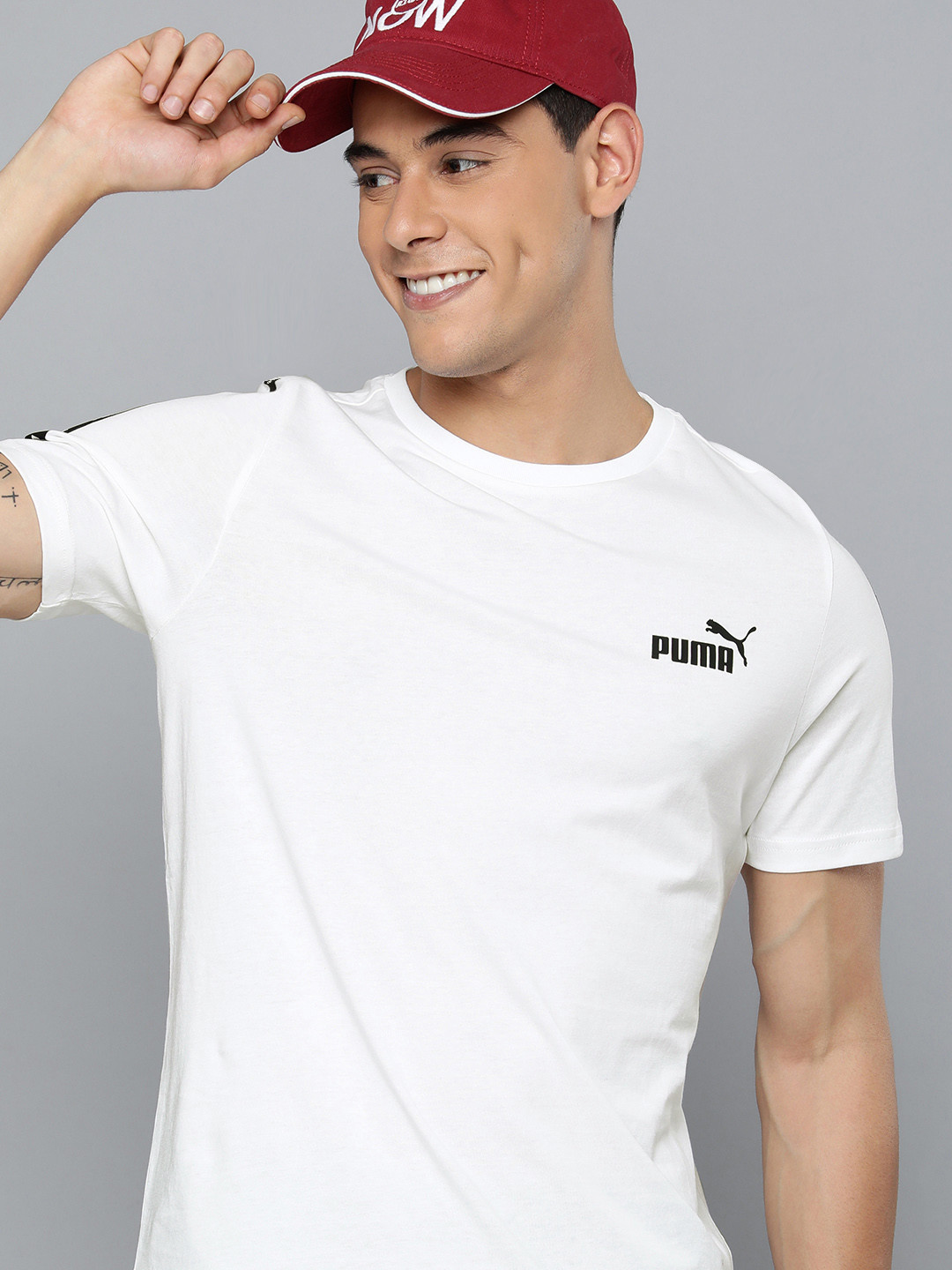 

Puma Men Regular Fit Brand Logo Printed Pure Cotton T-shirt, White