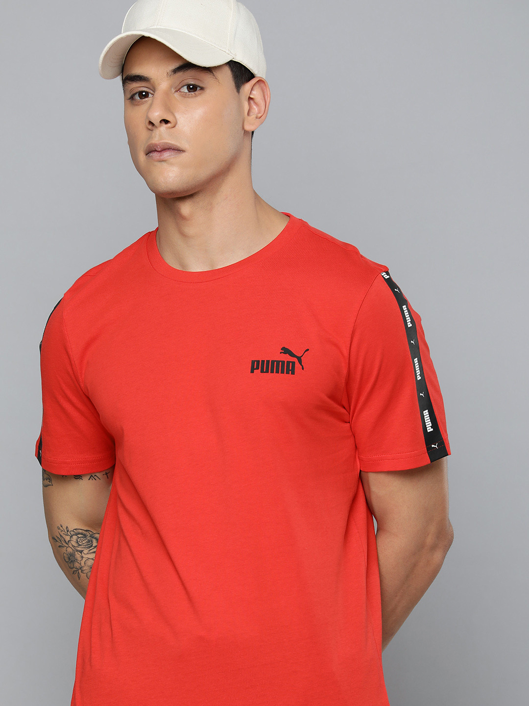 

Puma Men Regular Fit Brand Logo Printed Casual T-shirt, Red