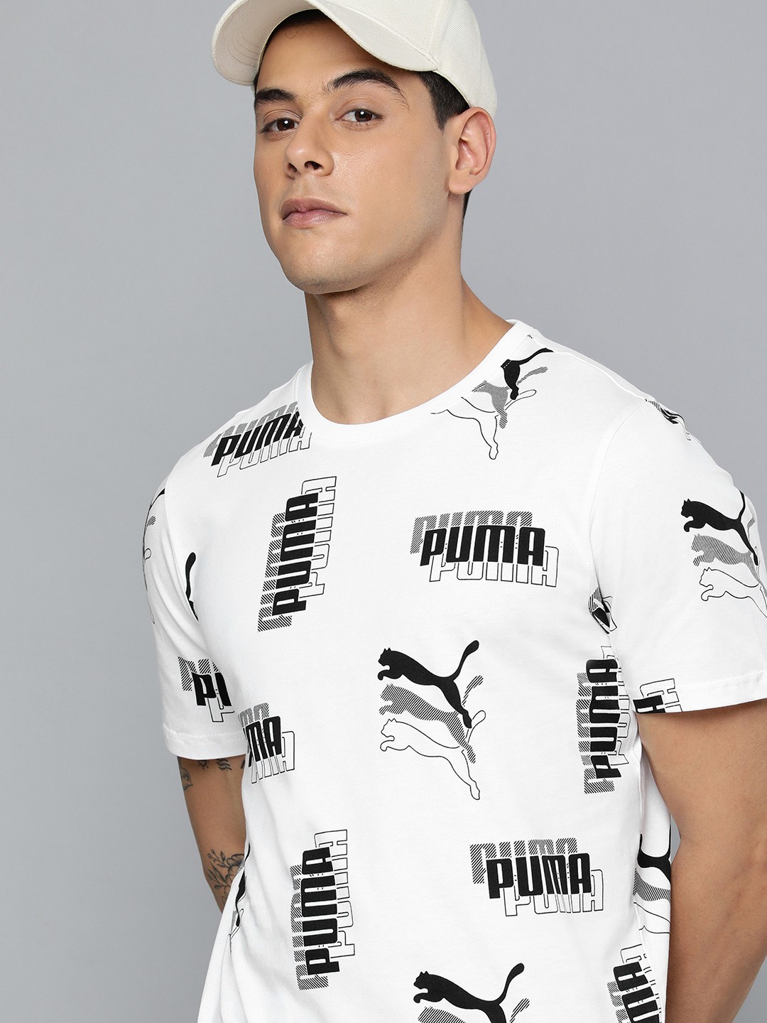 

Puma Men White & Black Power Printed T-shirt
