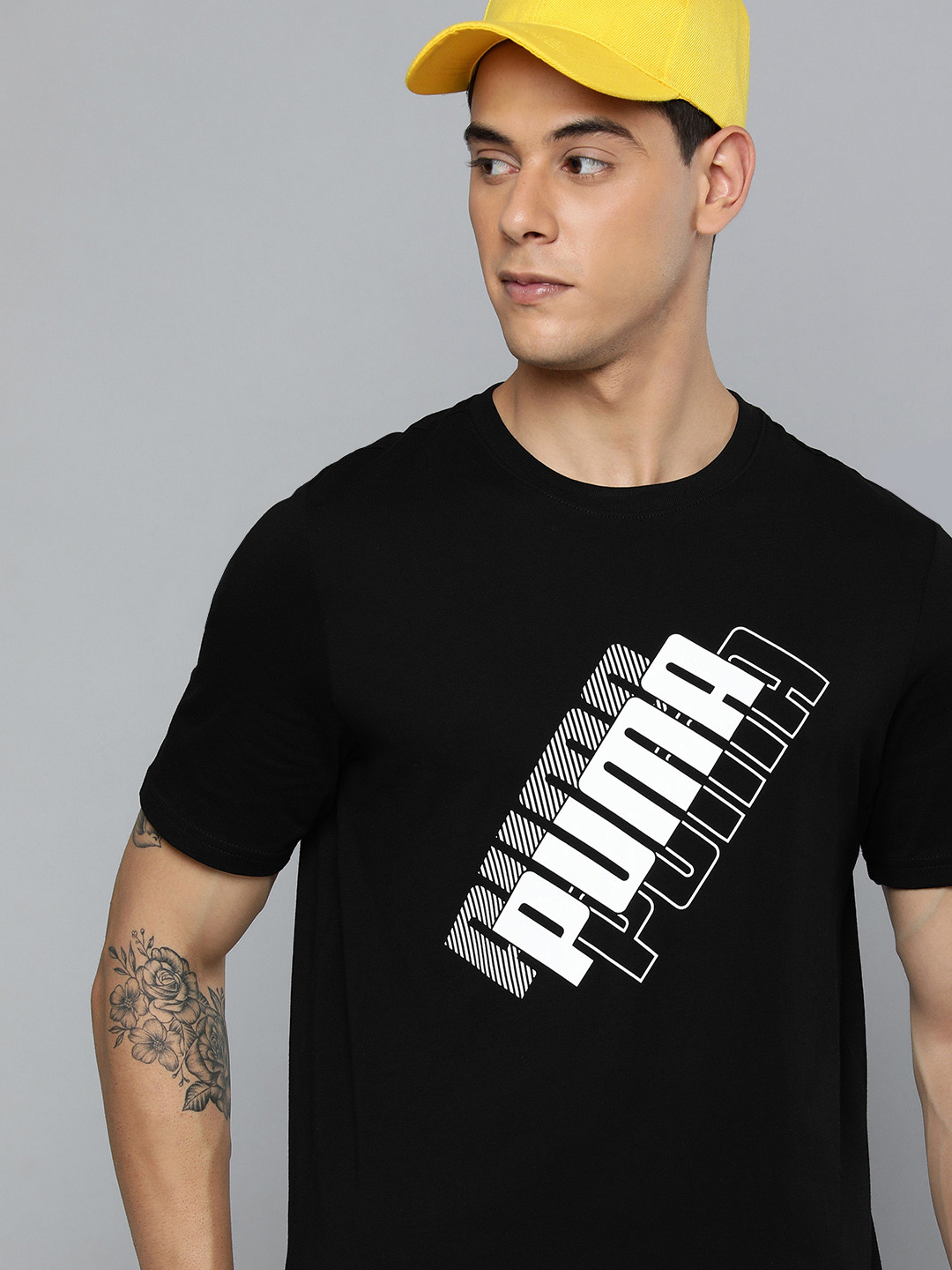 

Puma Men Black & White Power Logo Printed T-shirt
