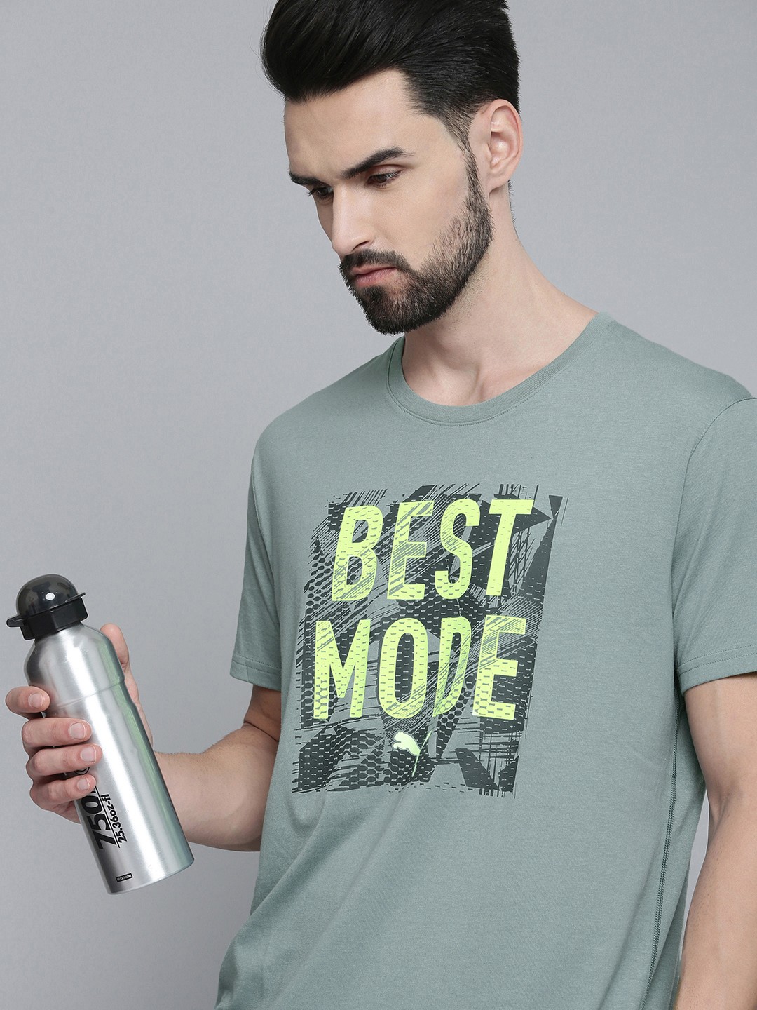 

Puma Men Blue & Green Typography Printed Training or Gym T-shirt