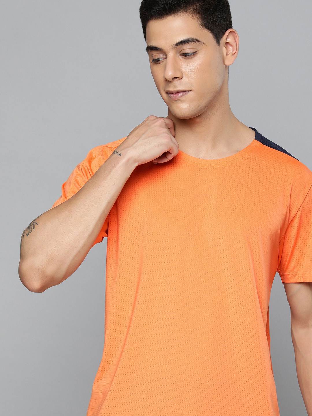 

Puma Men Orange & Black Colourblocked Running Casual Sustainable Sustainable T-shirt