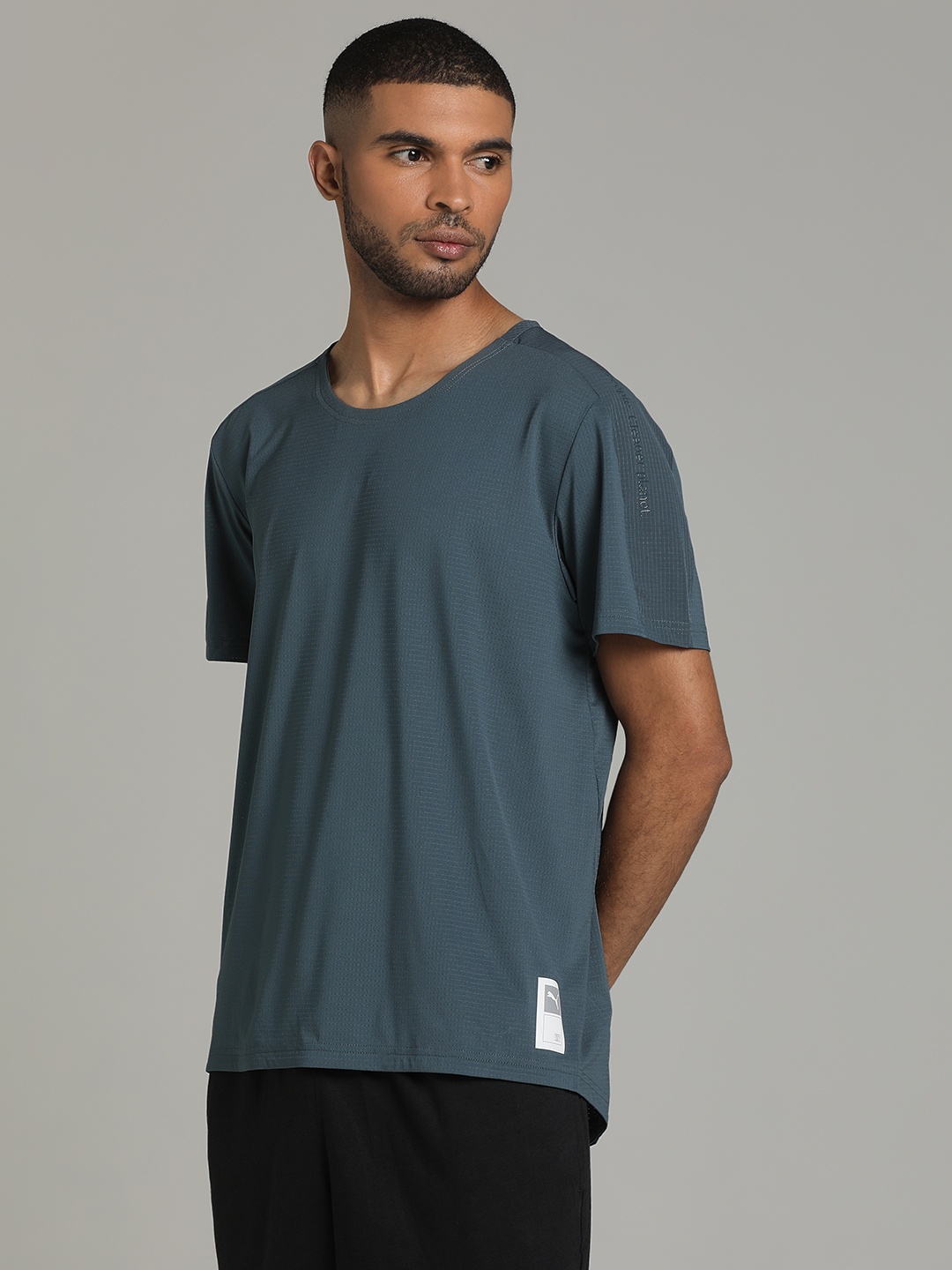 

Puma Men Grey Solid Round Neck Running Sustainable Sustainable T-shirt