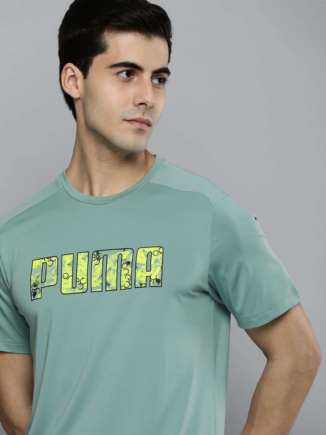 

one8 x PUMA Men DryCELL Brand Logo Printed Virat Kohli Active Training Slim Fit T-shirt, Sea green