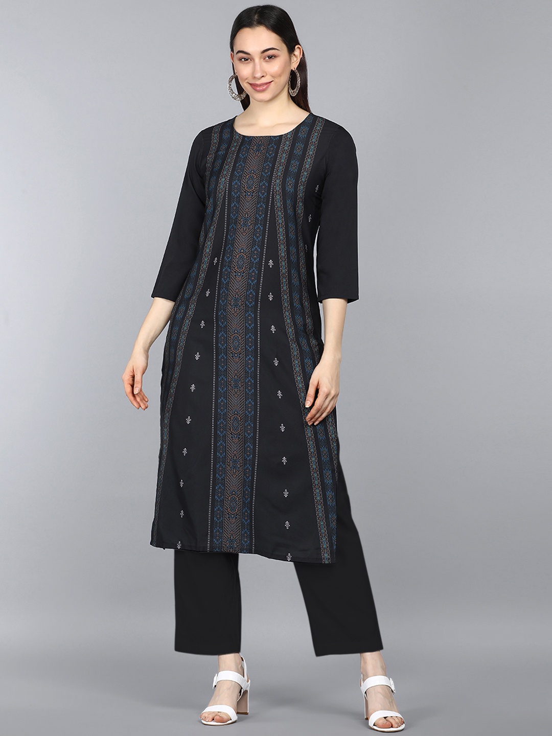 

AHIKA Women Black Ethnic Motifs Kurta