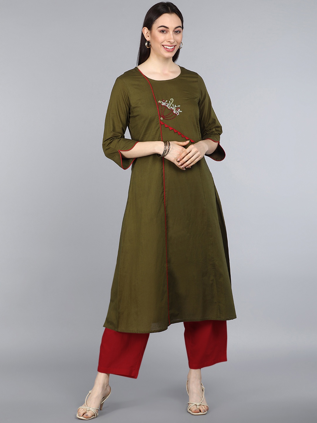 

AHIKA Women Olive Green Kurta