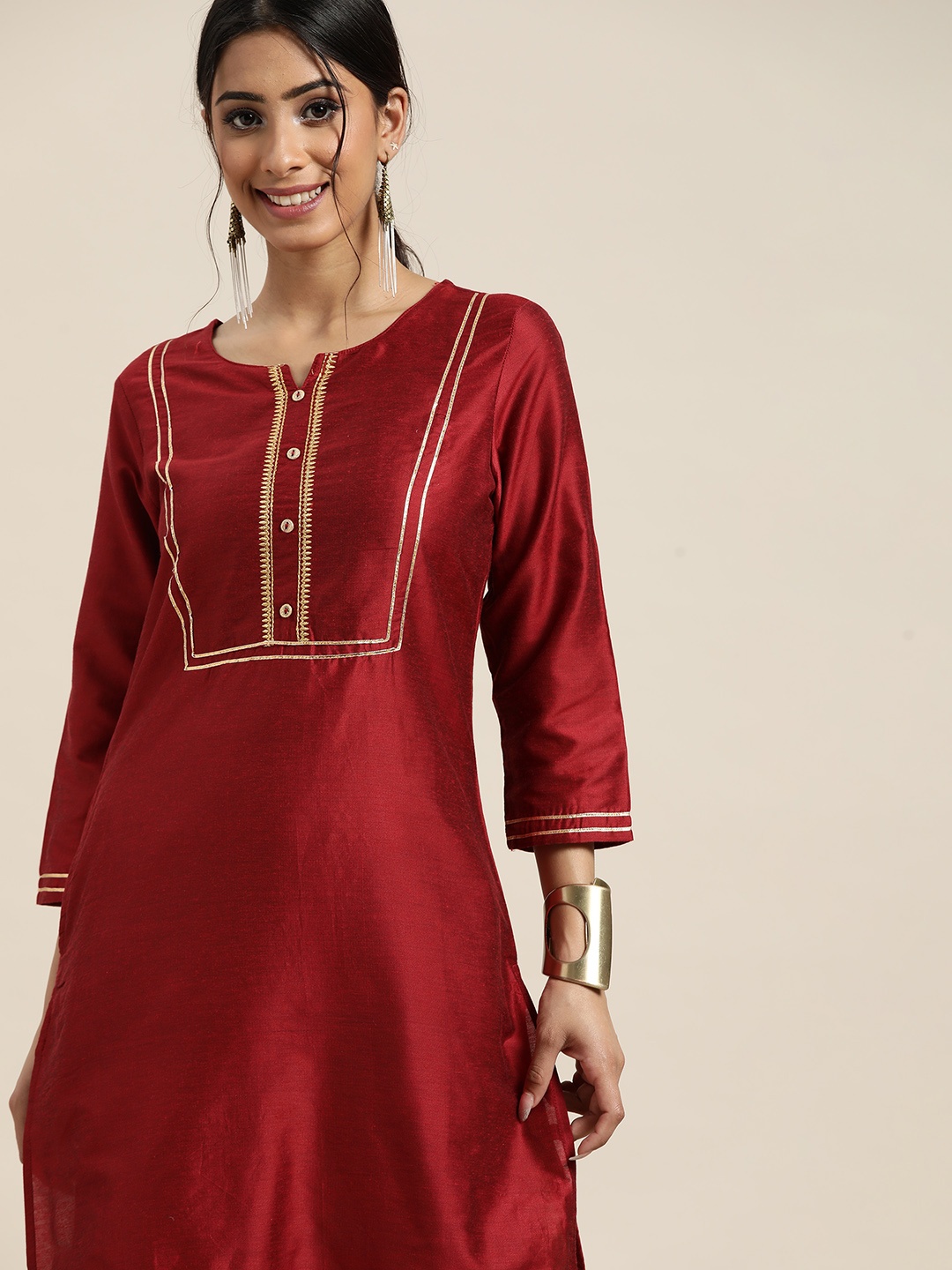 

Sangria Women Red Yoke Design Kurta