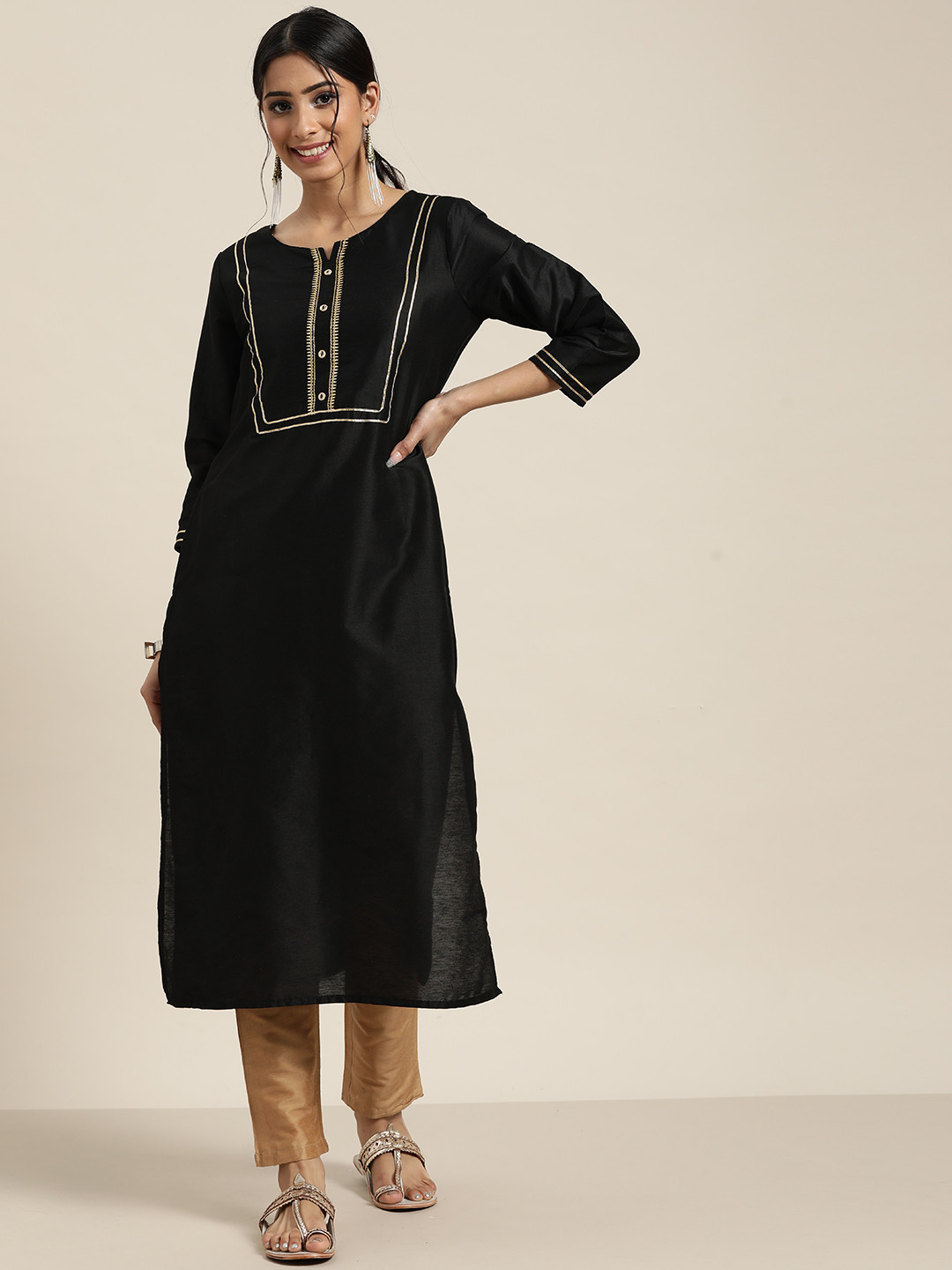 

Sangria Women Black Yoke Design Kurta