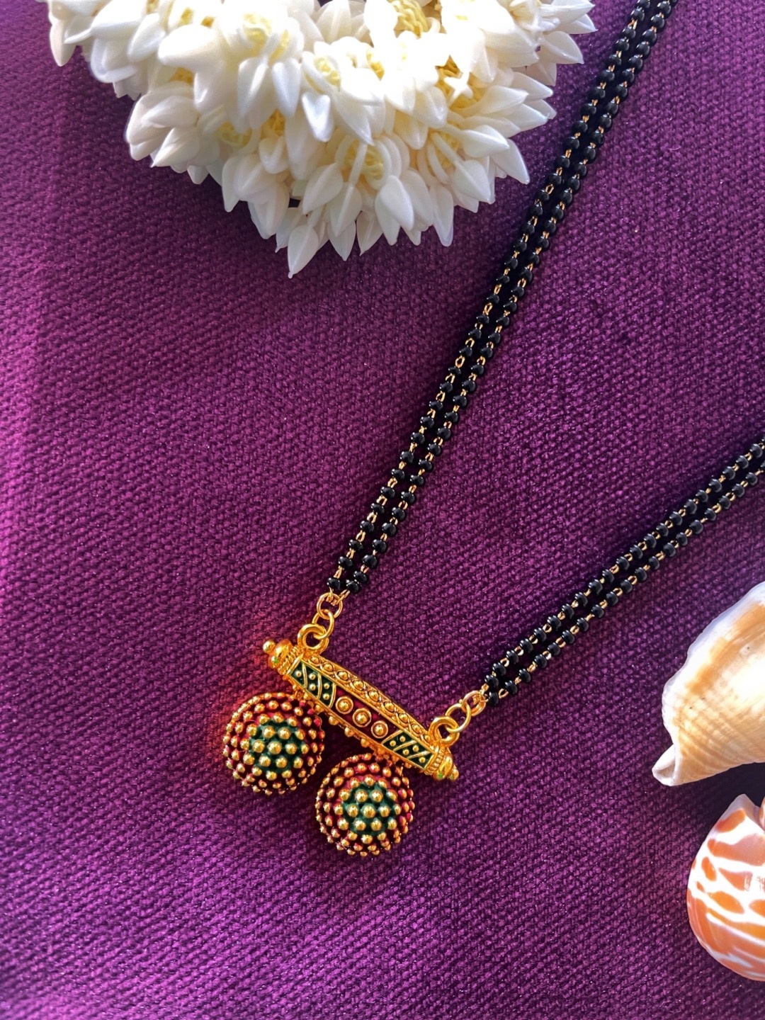 

Digital Dress Room Gold-Plated Black & Red Mangalsutra