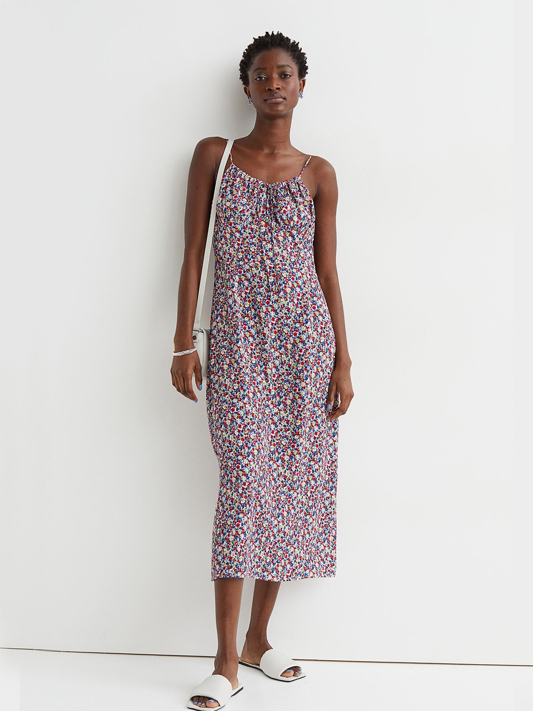 

H&M Women Red & Blue Shoulder Straps Patterned Dress