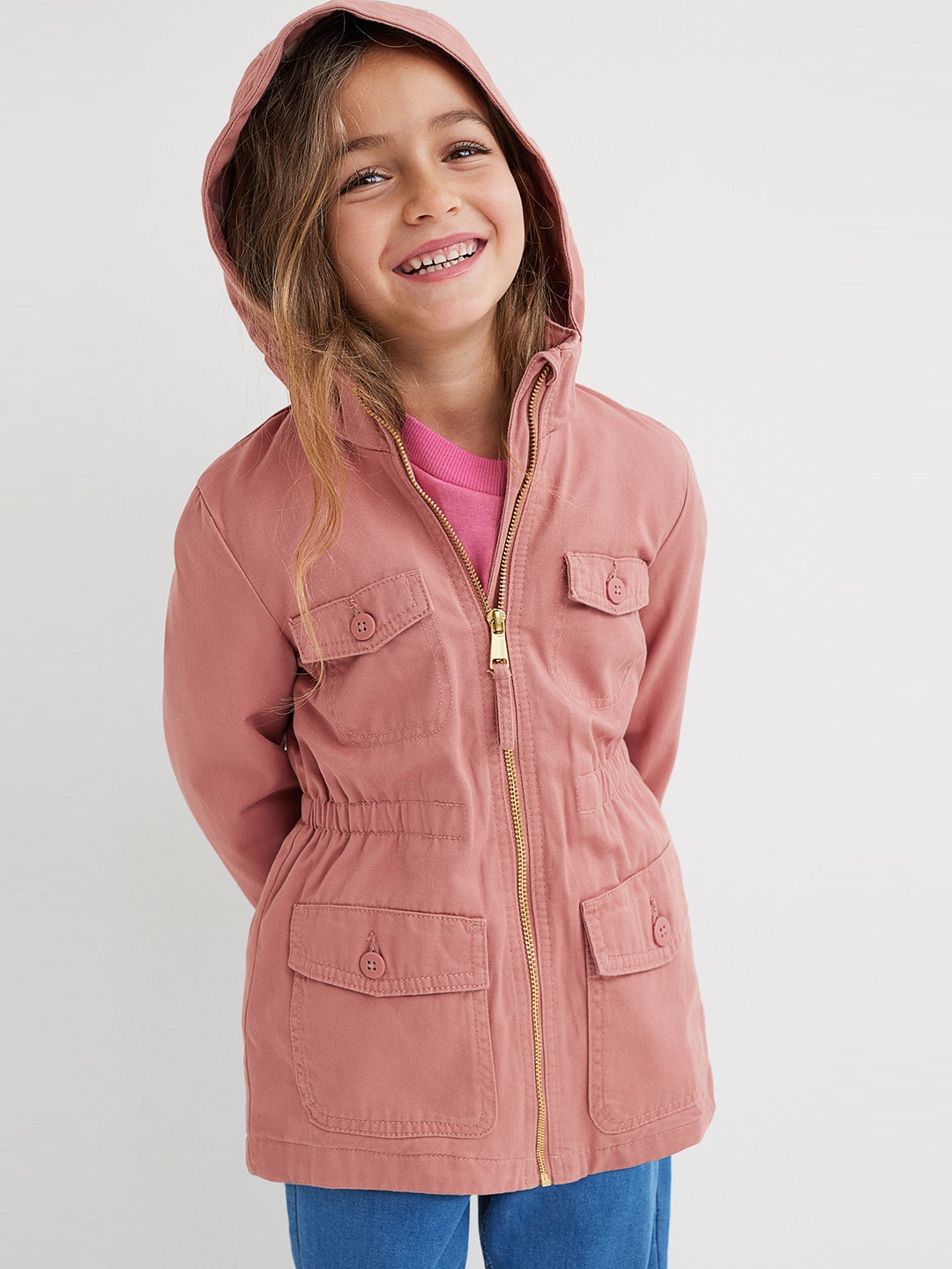 

H&M Girls Pink Cotton twill parka