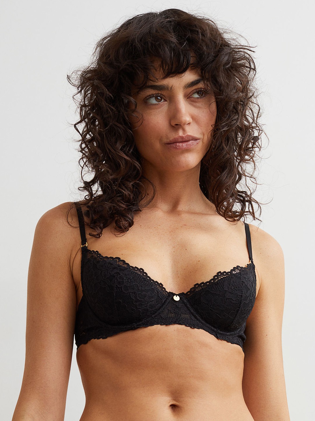 

H&M Women Black Padded Underwired Lace Bra