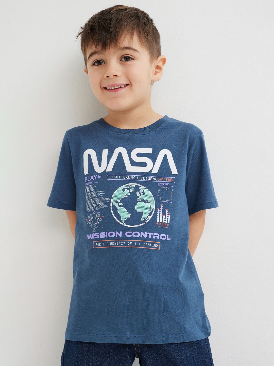 

H&M Boys Blue Printed T-shirt