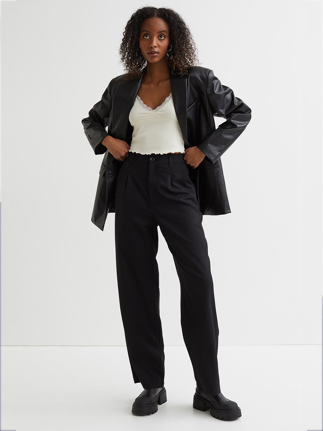 

H&M Women White Solid Ribbed Top