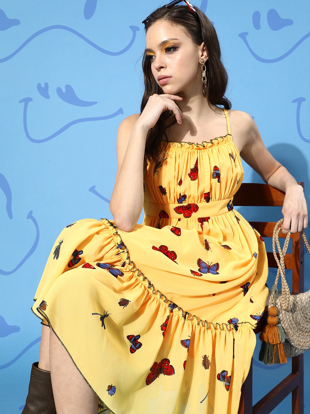 

Miss Chase Women Yellow Conversational Bustier Dress