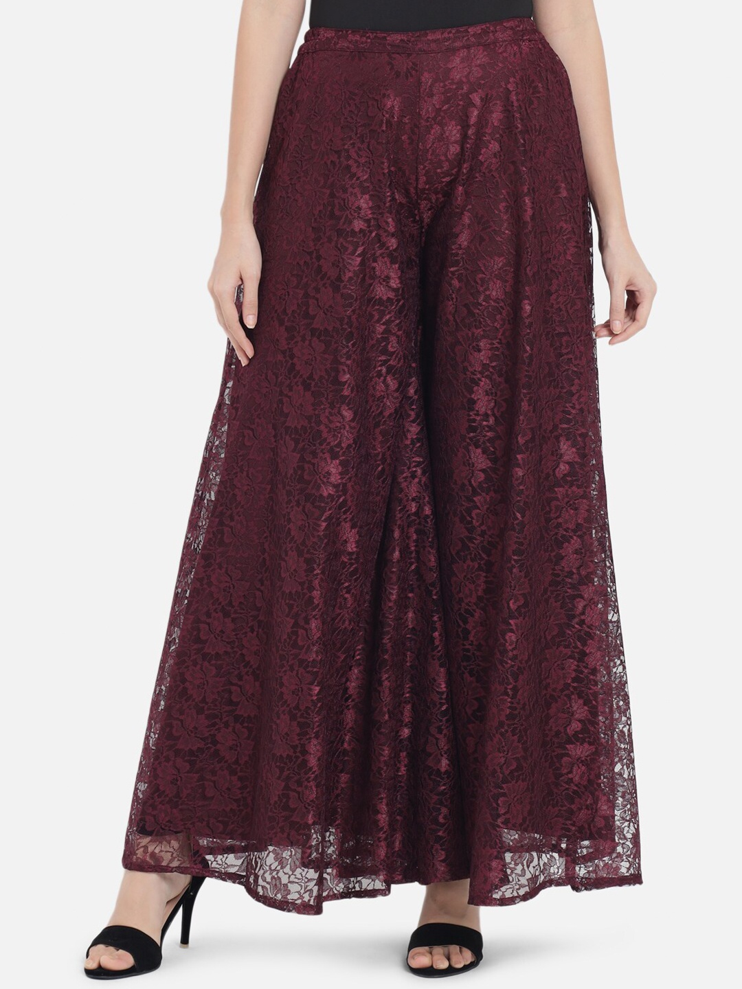 

Just Wow Women Maroon Floral Flared Palazzos