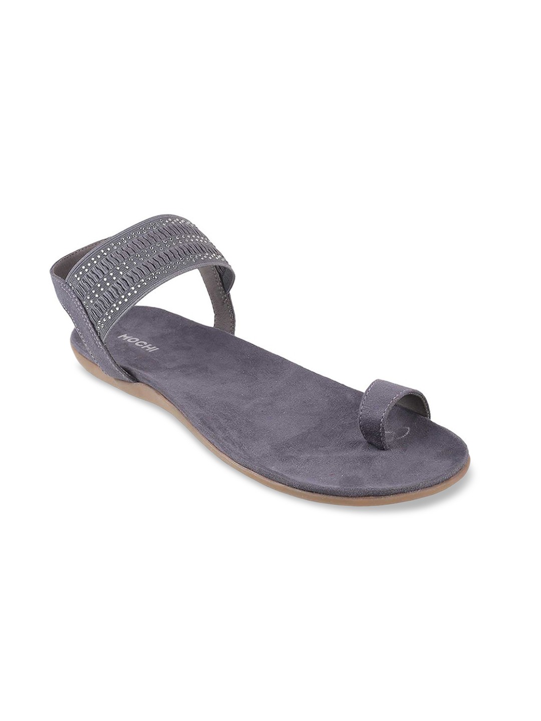 

Mochi Women Grey Embellished One Toe Flats