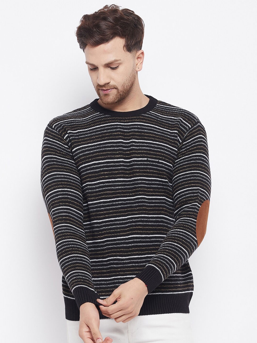 

Duke Men Black & White Striped Pullover