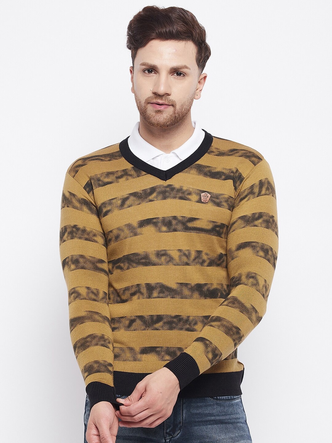

Duke Men Brown & Black Striped Pullover