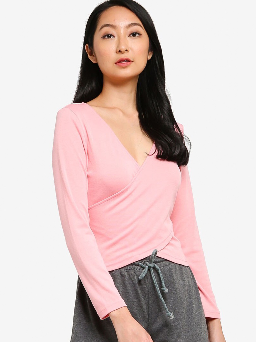 

ZALORA BASICS Pink Wrap Top