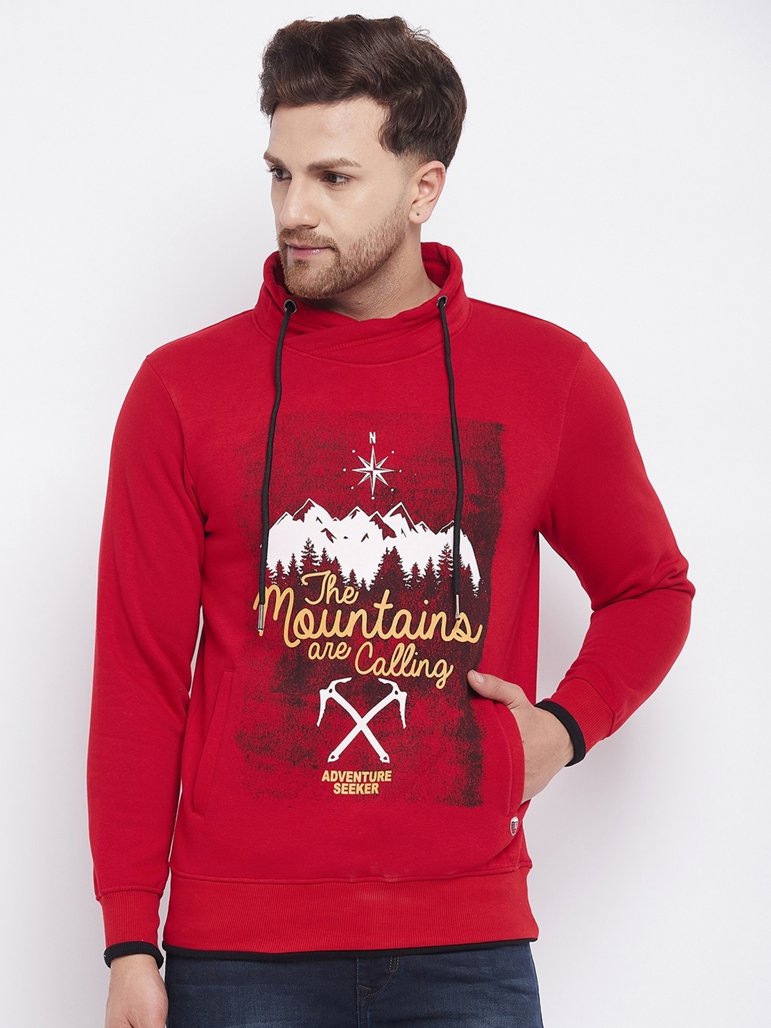 

Duke Men Red Printed Sweatshirt