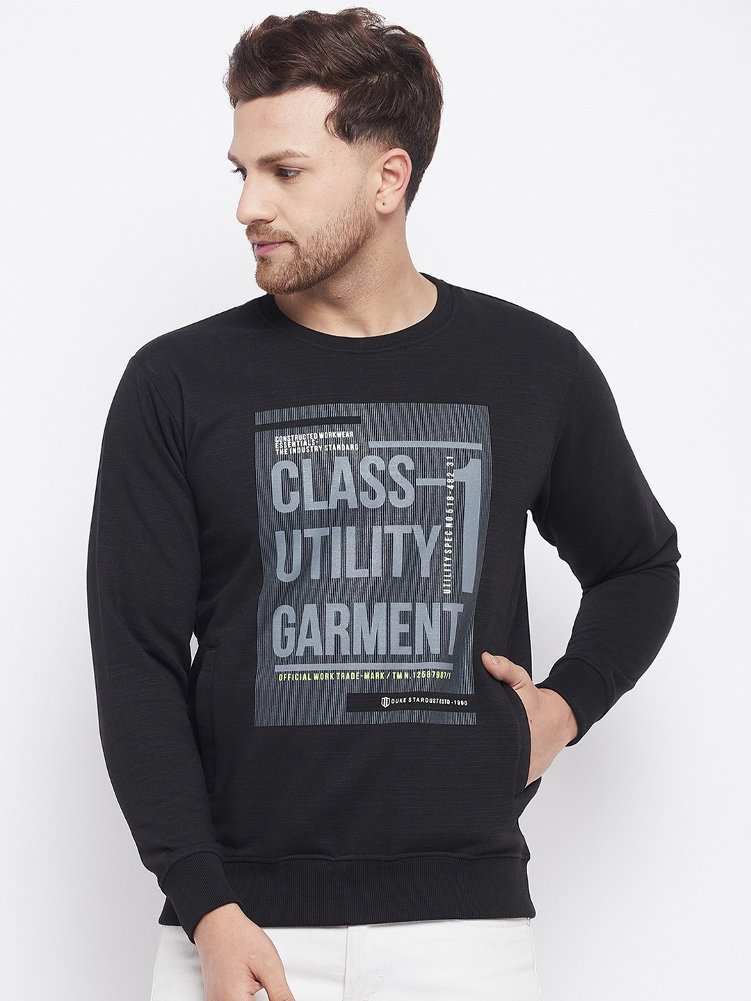 

Duke Men Black Printed Sweatshirt