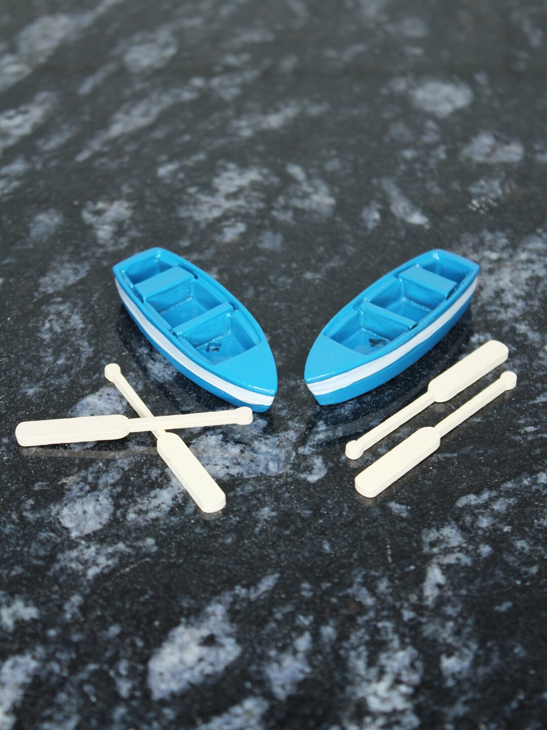 

Wonderland Set of 2 Blue Boat with Two Ores Miniature Fairy Garden Toys