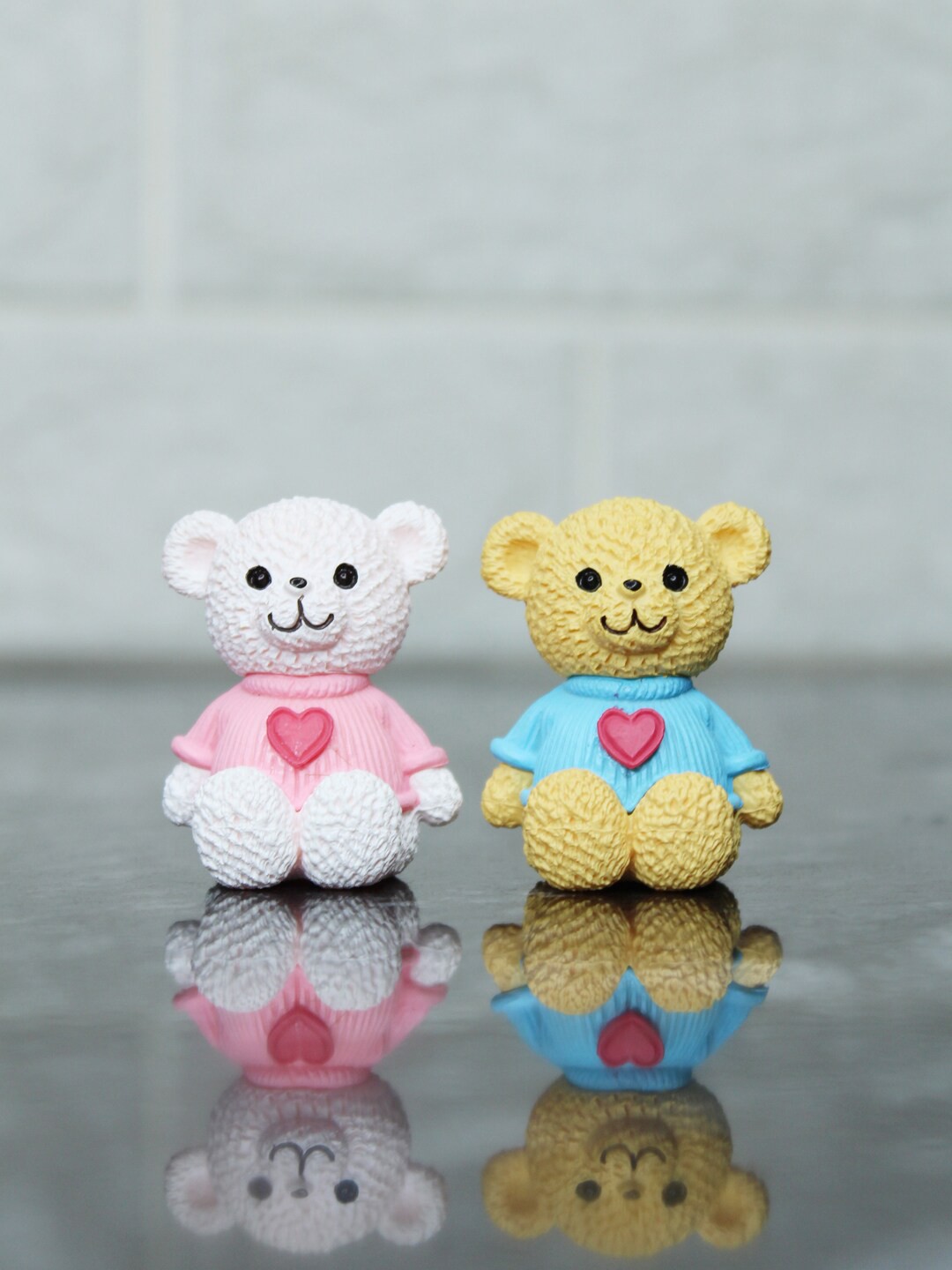 

Wonderland Set Of 2 White & Blue Teddy Miniature Fairy Garden Toys