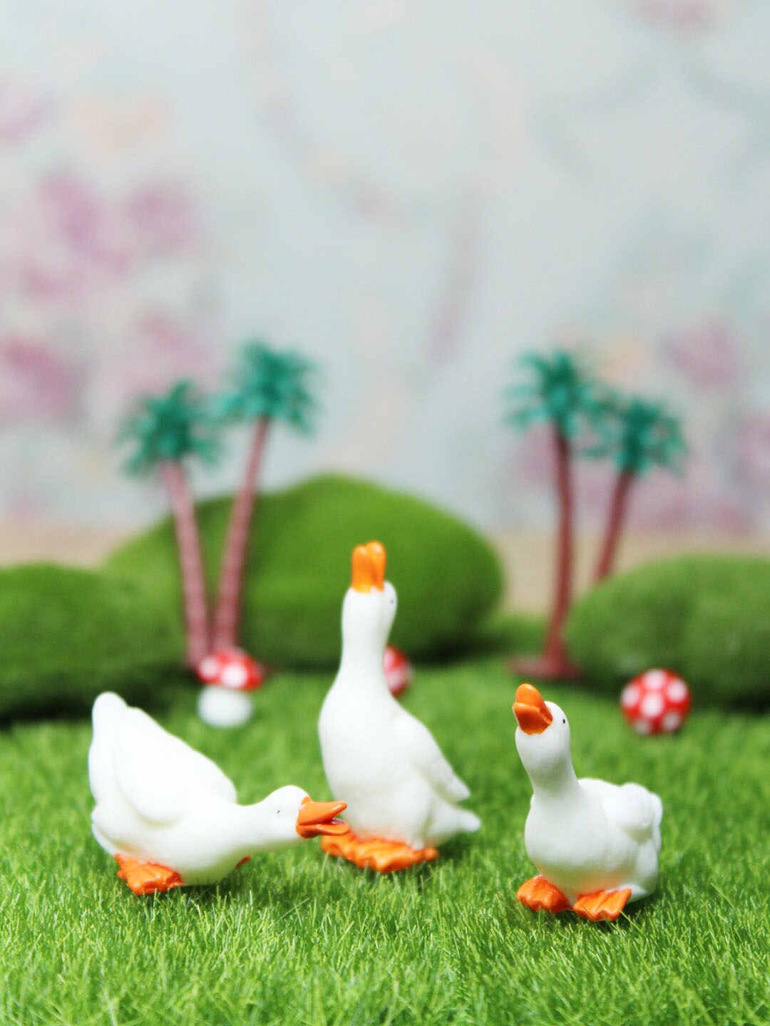 

Wonderland Set of 3 Long Neck Ducks Miniature Toys, White