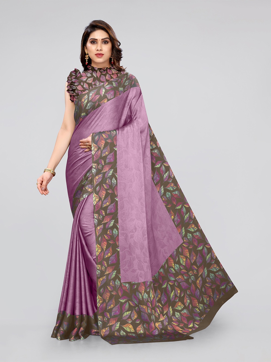 

KALINI Pink & Charcoal Floral Bagh Saree