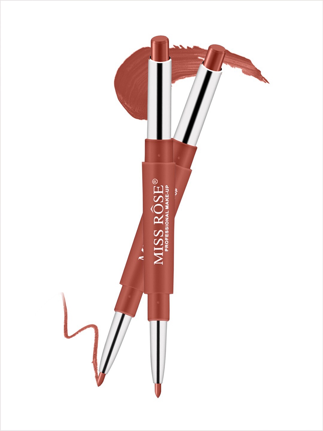 

MISS ROSE 2 In 1 CreamyMatte Lipstick - Dark Muss, Brown