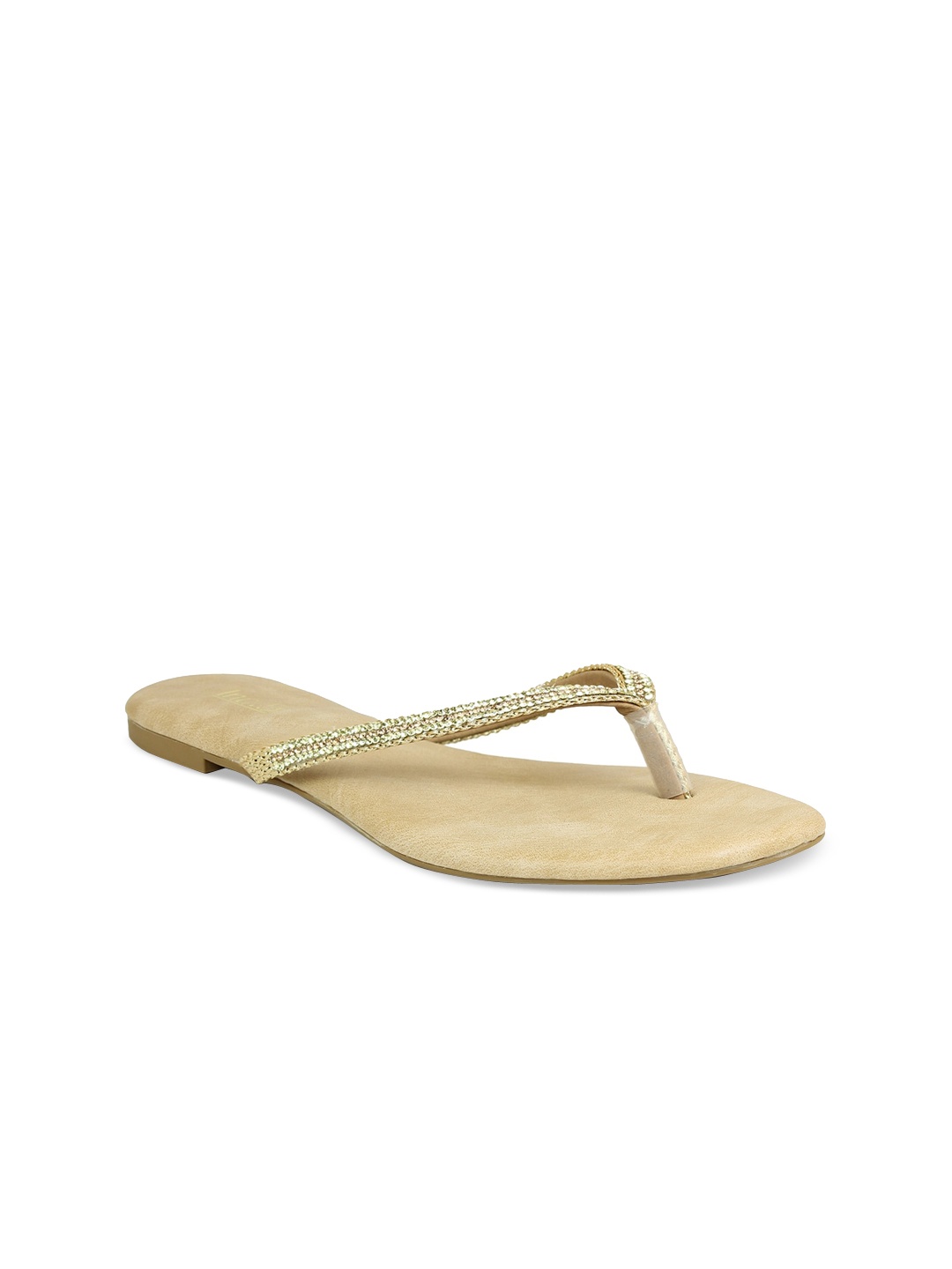 

Inc 5 Women Gold-Toned Embellished Open Toe Flats