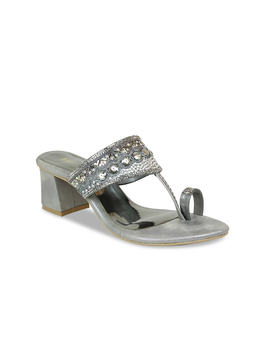 

Inc 5 Grey Embellished Ethnic Block Sandals