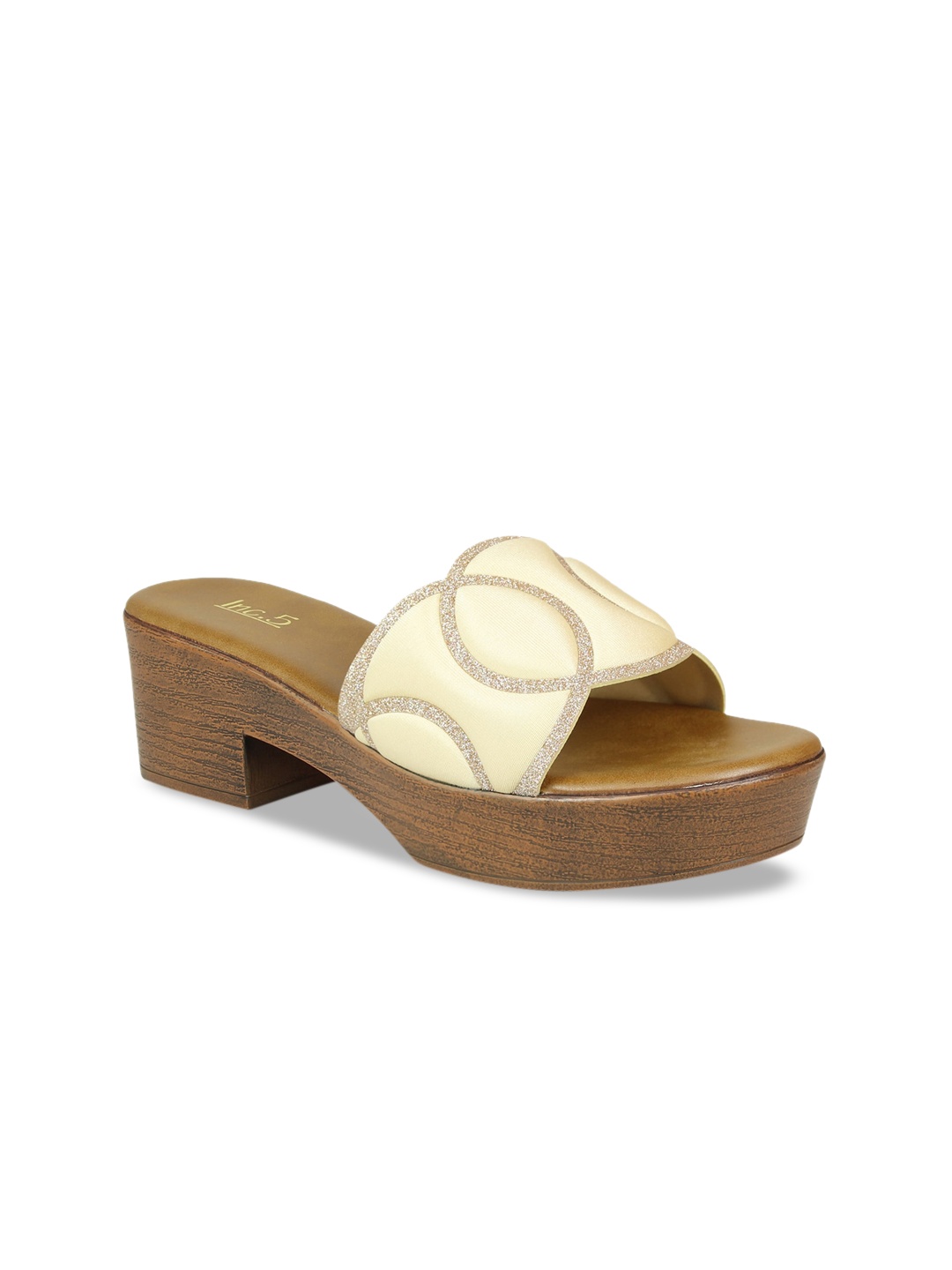 

Inc 5 Gold-Toned Colourblocked Platform Mules