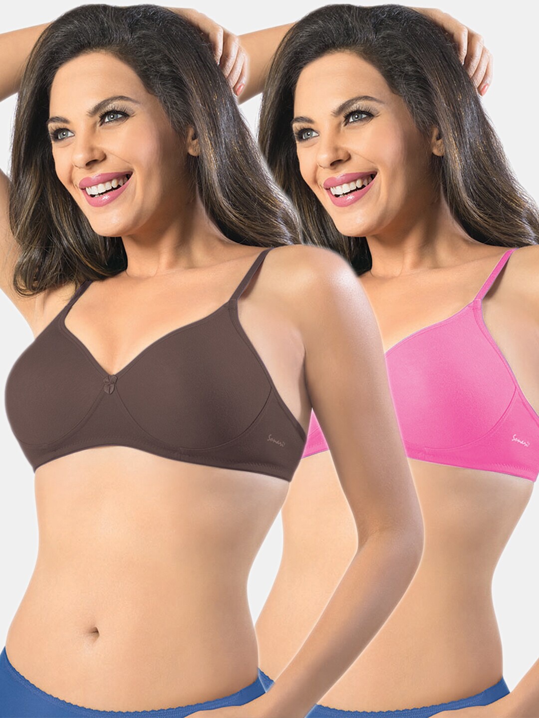 

Sonari Set Of 2 Coffee Brown & Fuchsia Bra