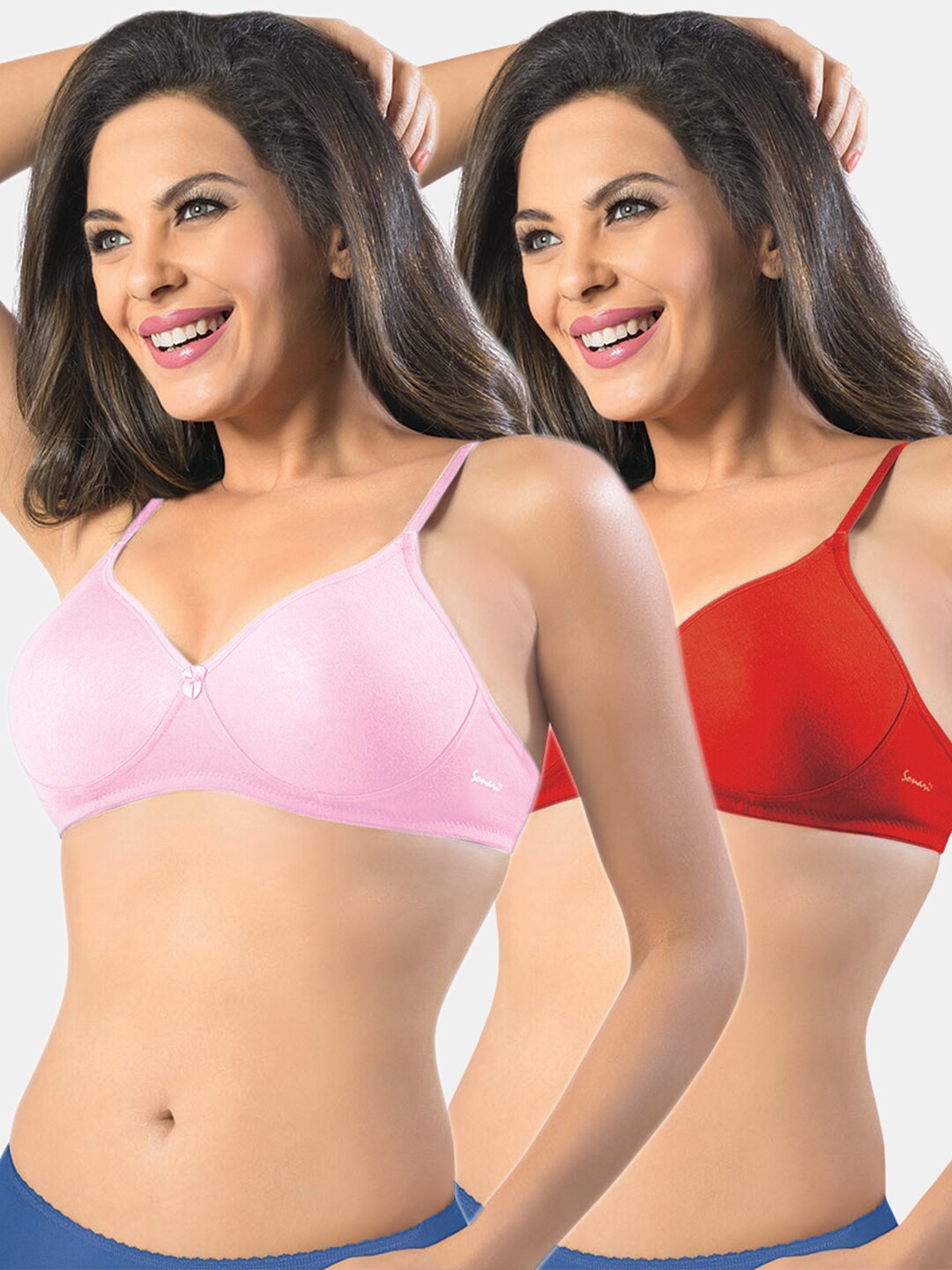 

Sonari Pack Of 2 Pink & Red Bra