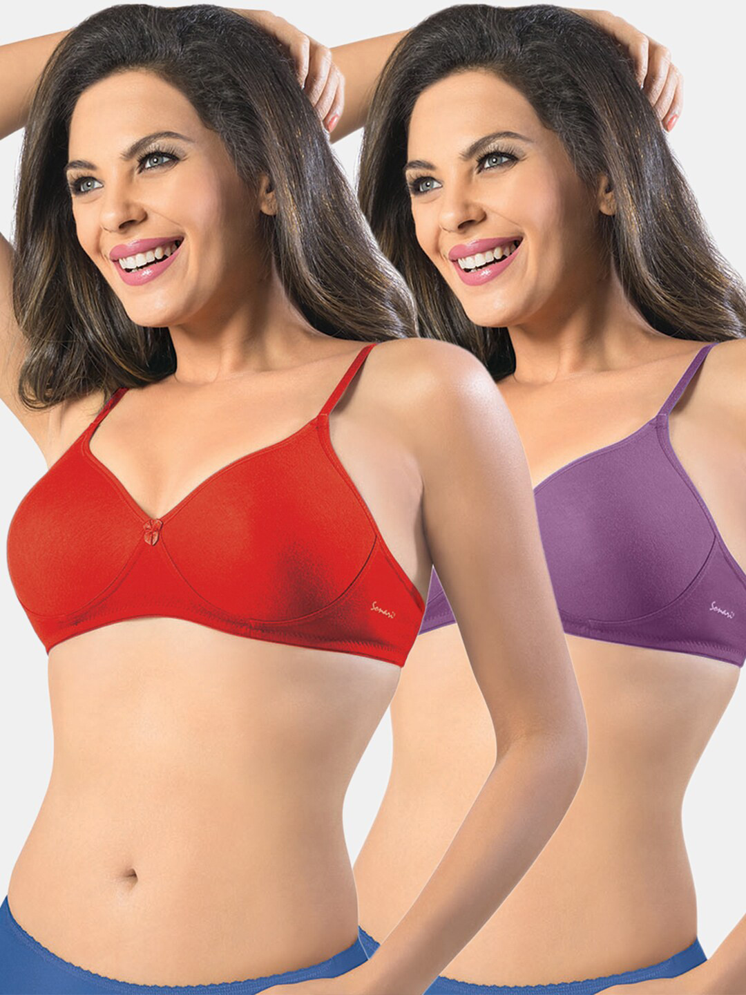 

Sonari Pack of 2 Red & Purple T-shirt Bras