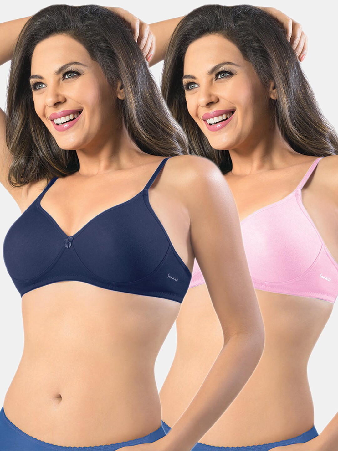 

Sonari Pack Of 2 Navy Blue & Pink Bra