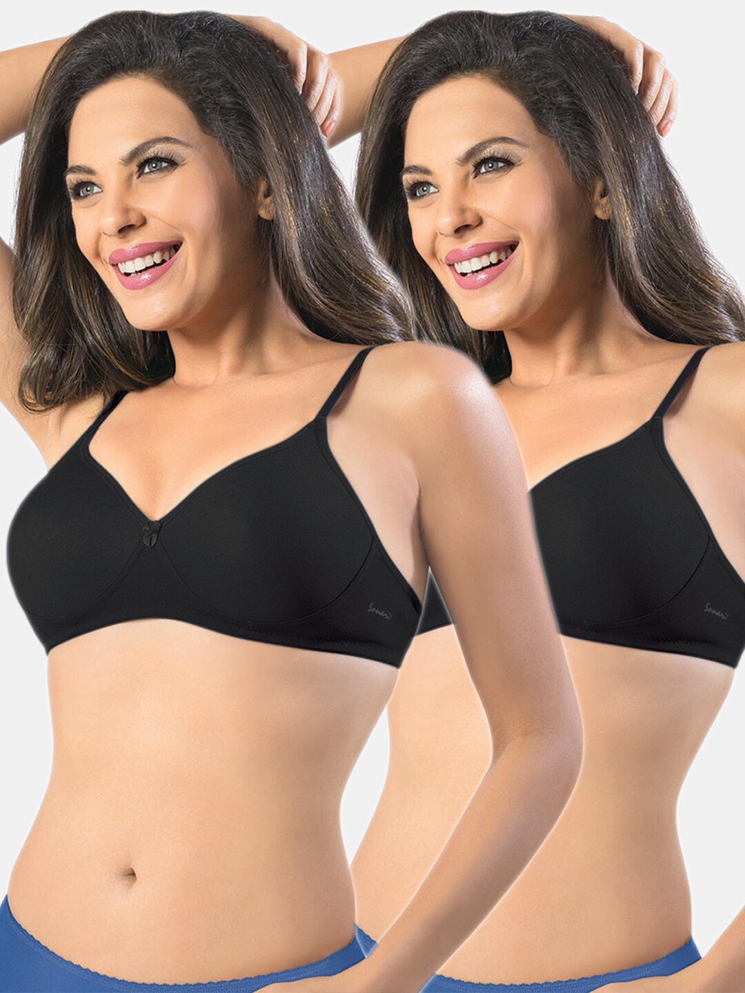 

Sonari Women Black Solid Set of 2 Non-Padded Bra