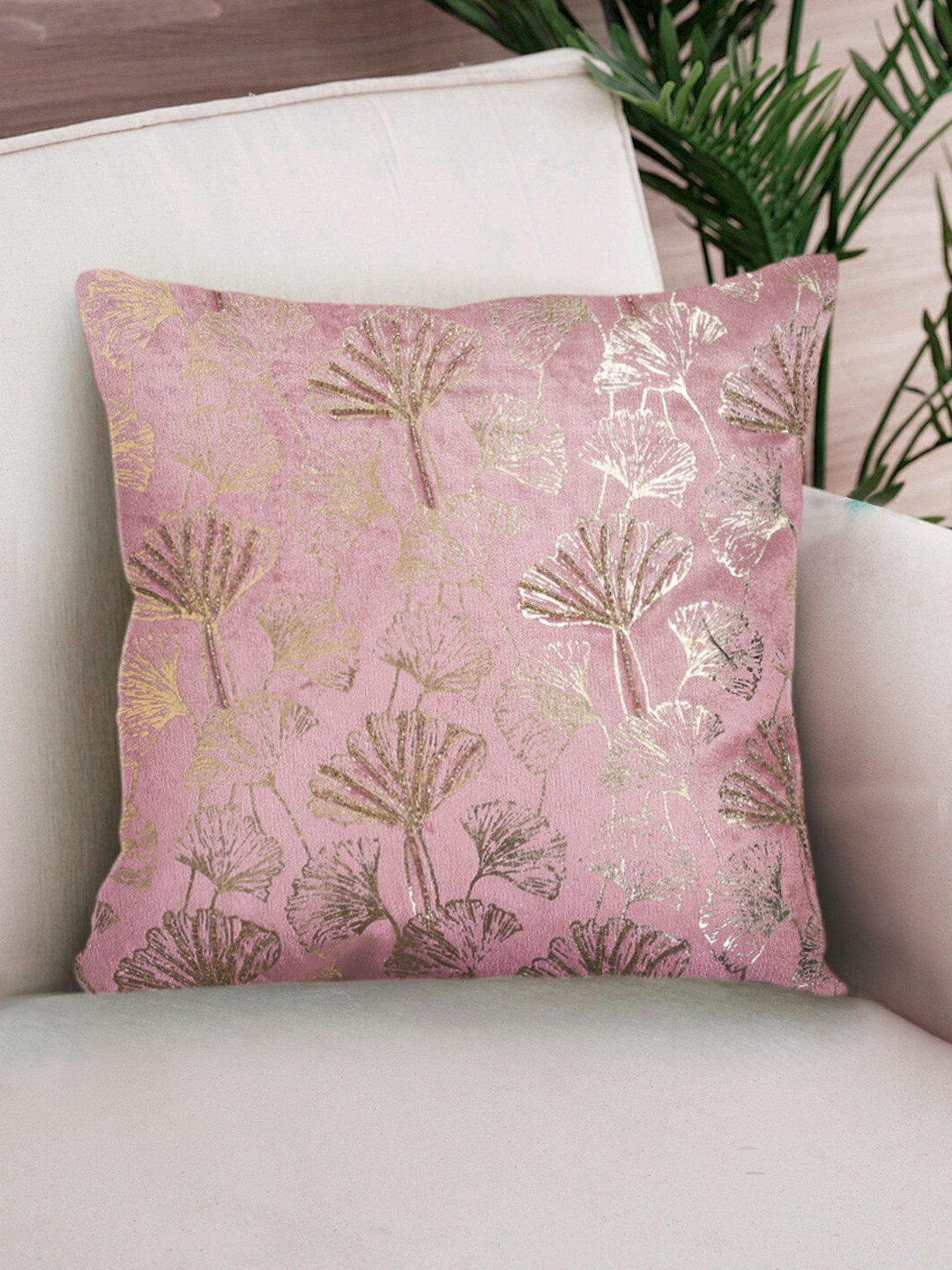 

NISRAG HOME Pink Floral Embroidered Square Cushion Cover