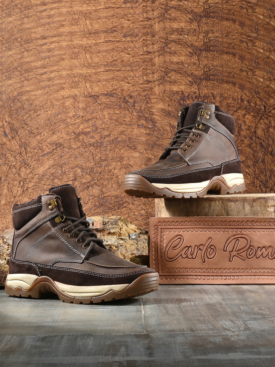 

CARLO ROMANO Men Brown Suede Flat Boots