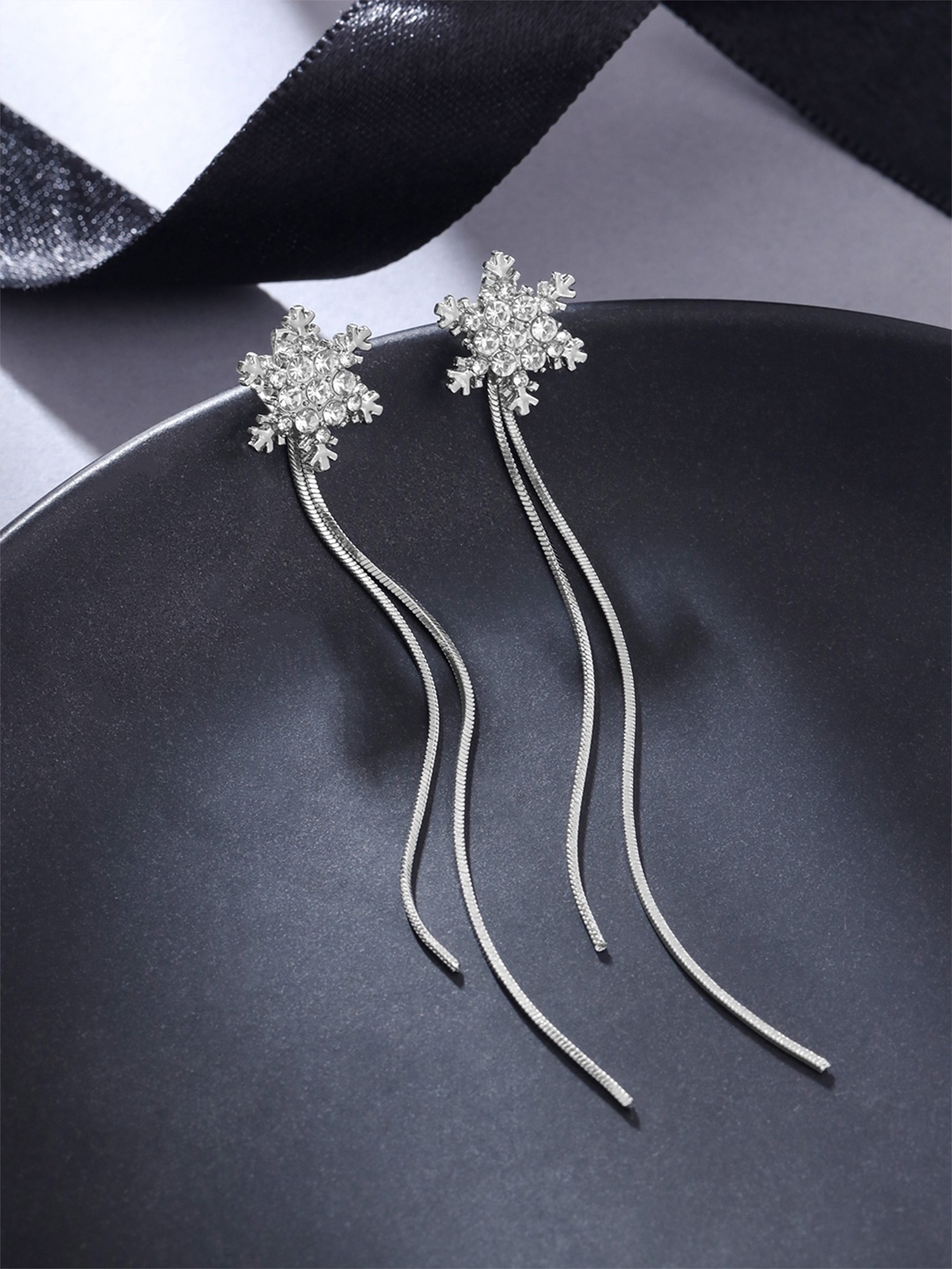 

Yellow Chimes Silver Plated Contemporary Drop Earrings
