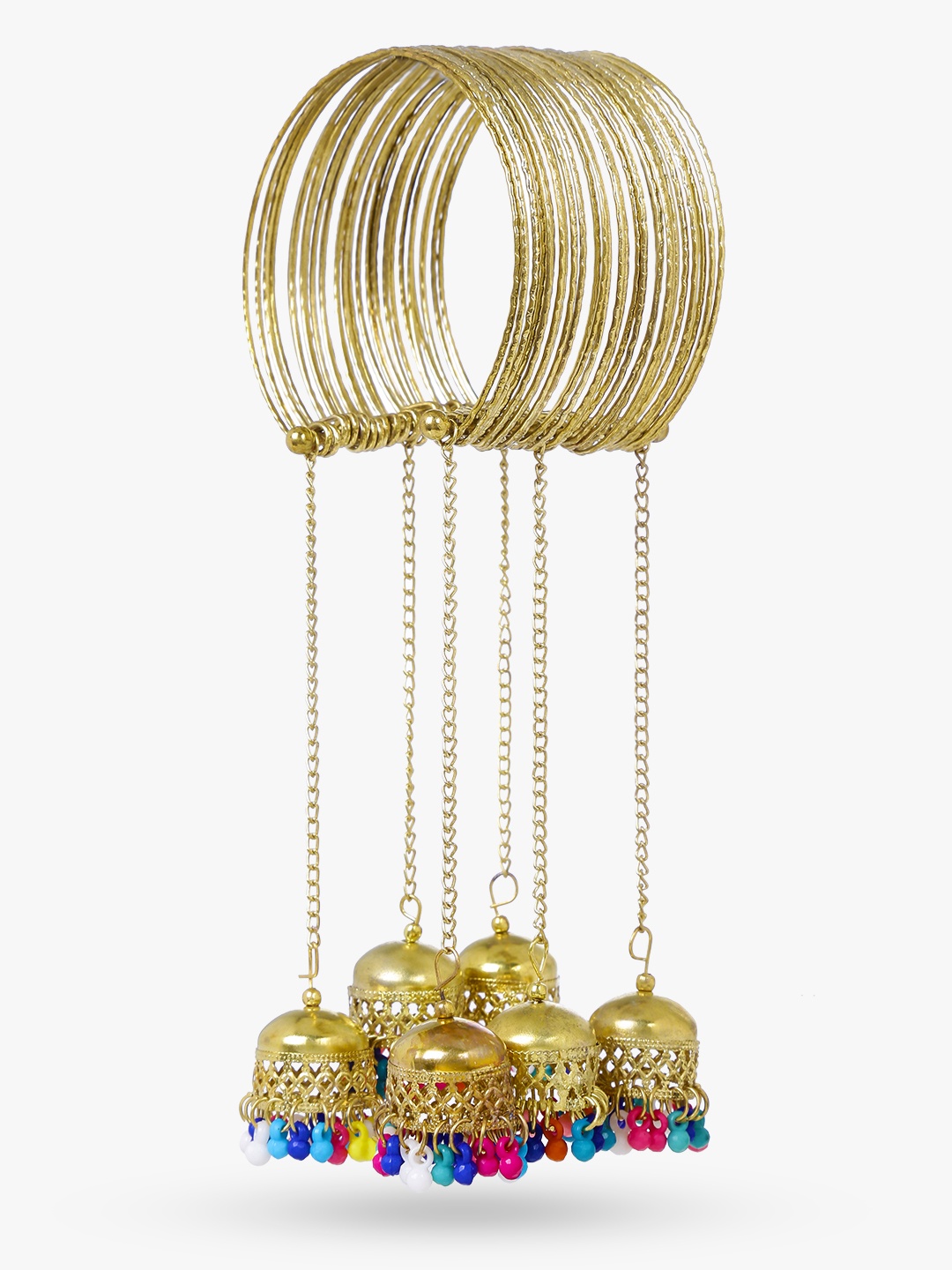 

Yellow Chimes Gold-Plated Jhumki Latkan Latkan Adjustable Bangle Bracelet