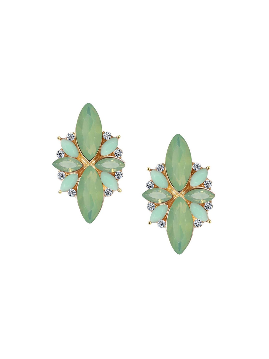 

Yellow Chimes Gold-Plated & Green Floral Drop Earrings