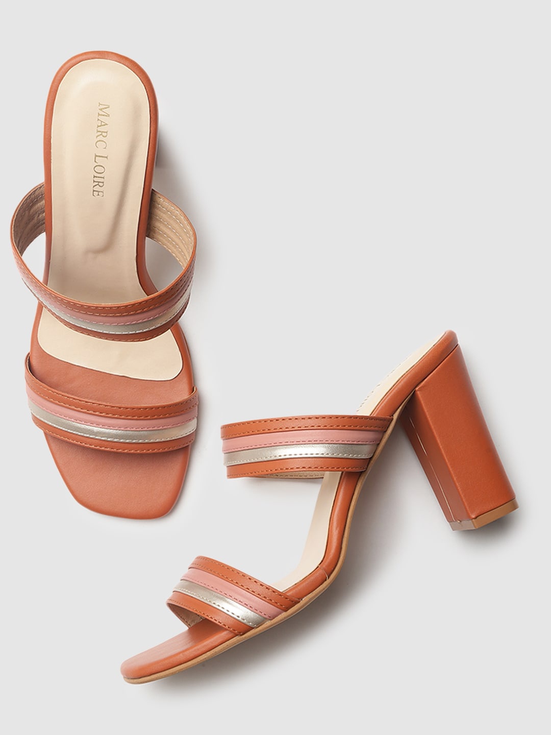 

Marc Loire Tan Brown Block Heel Sandals