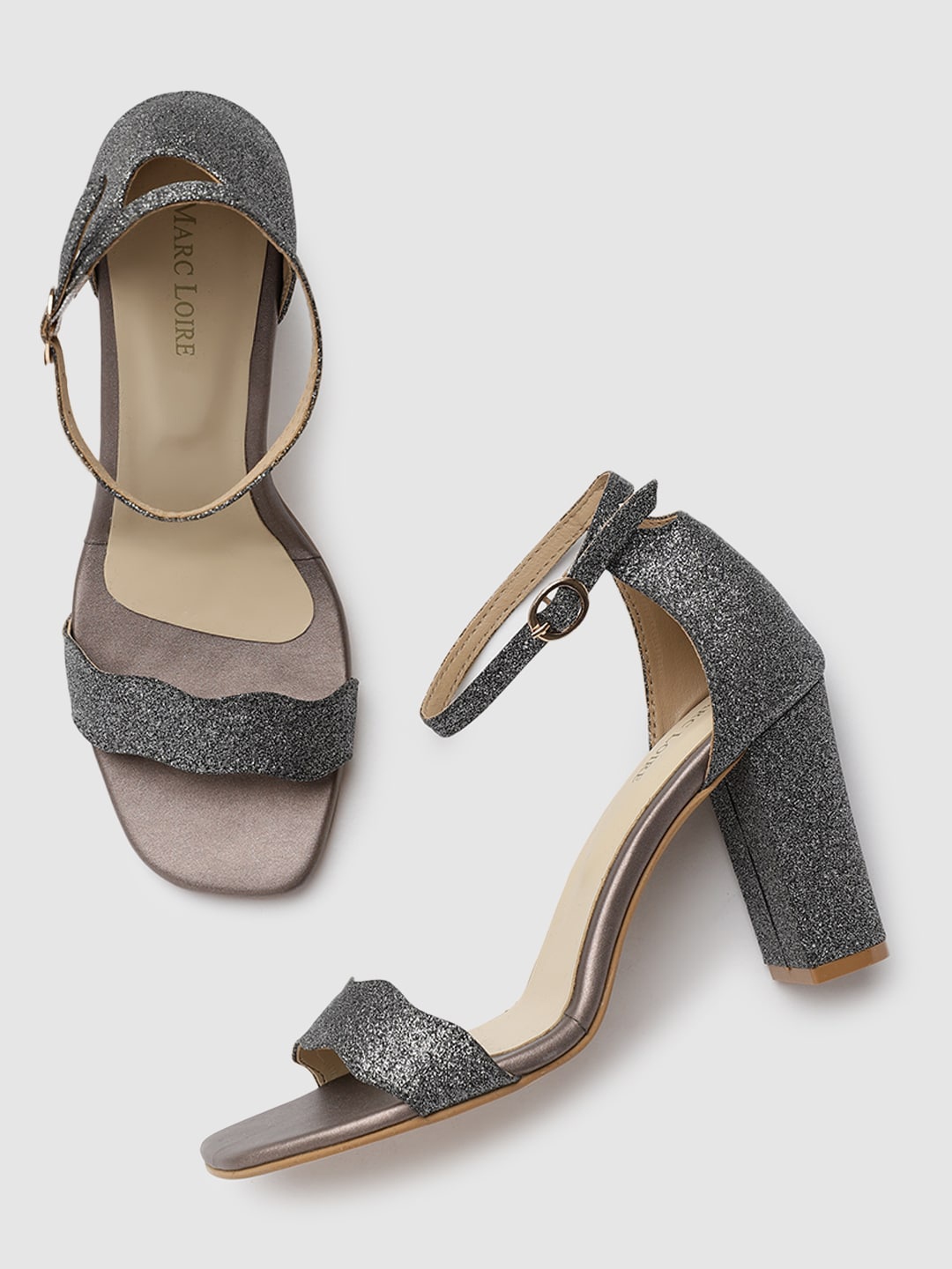 

Marc Loire Grey PU Block Sandals