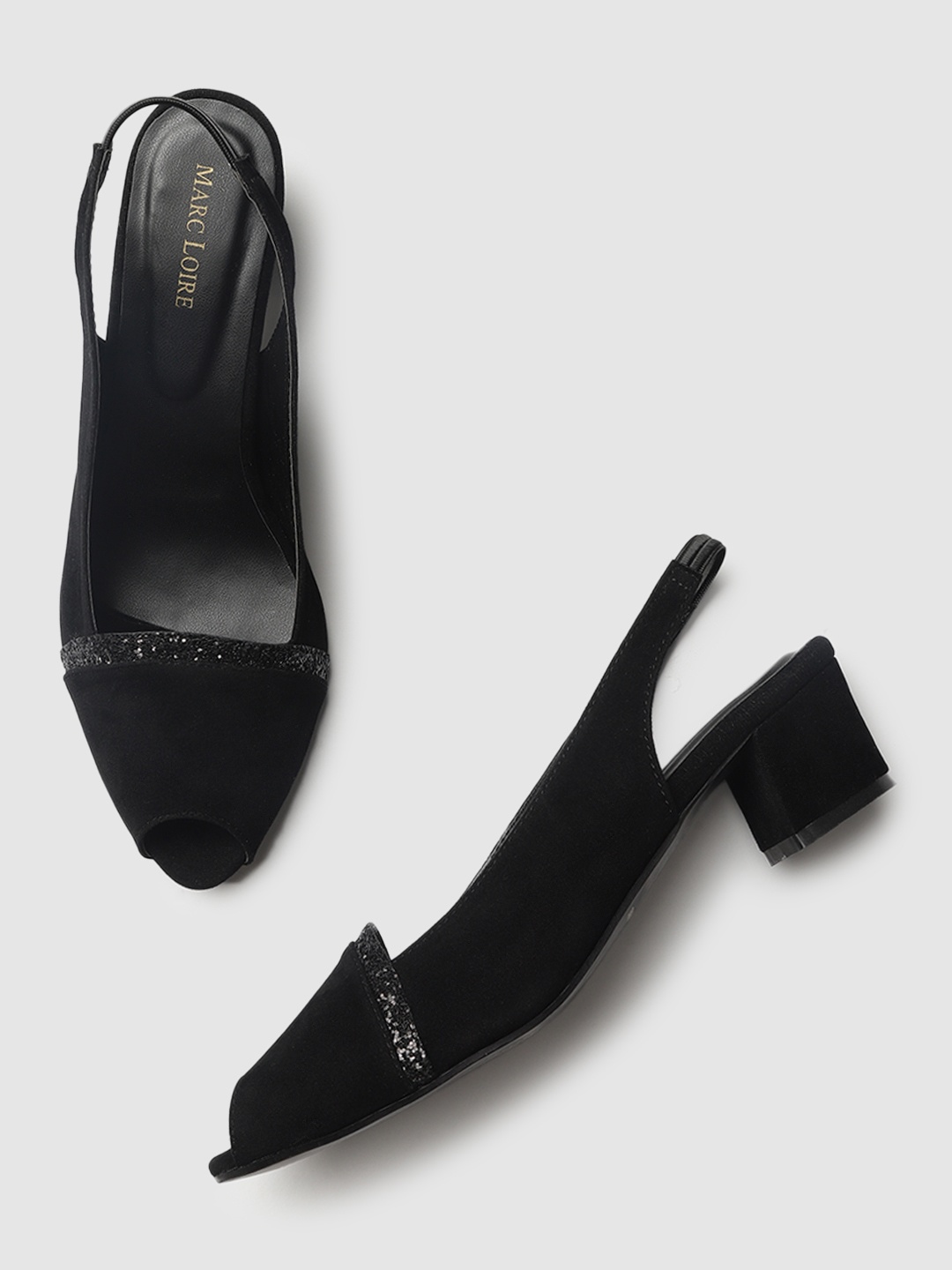 

Marc Loire Black Suede Block Peep Toes