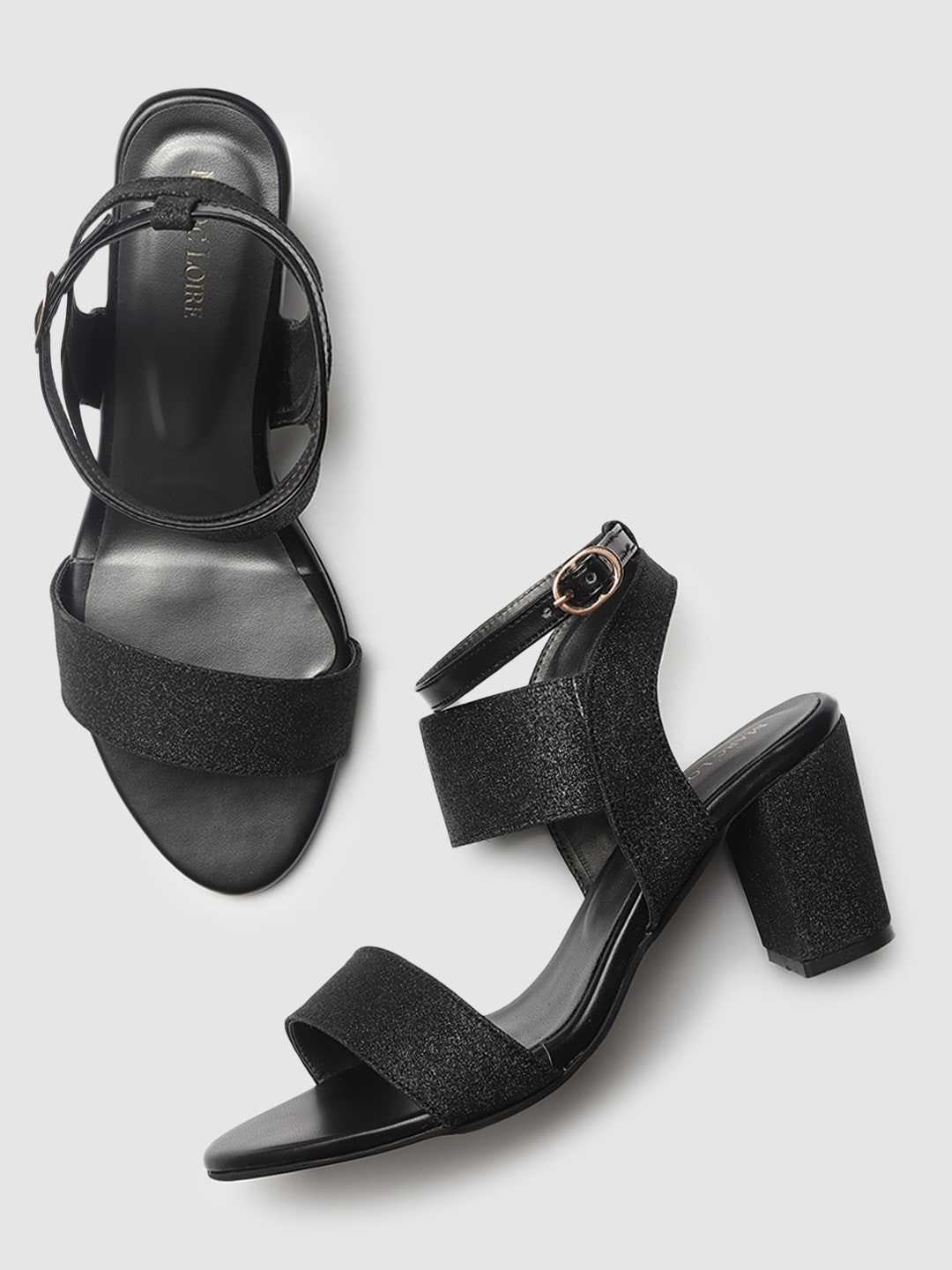 

Marc Loire Black PU Party Block Sandals