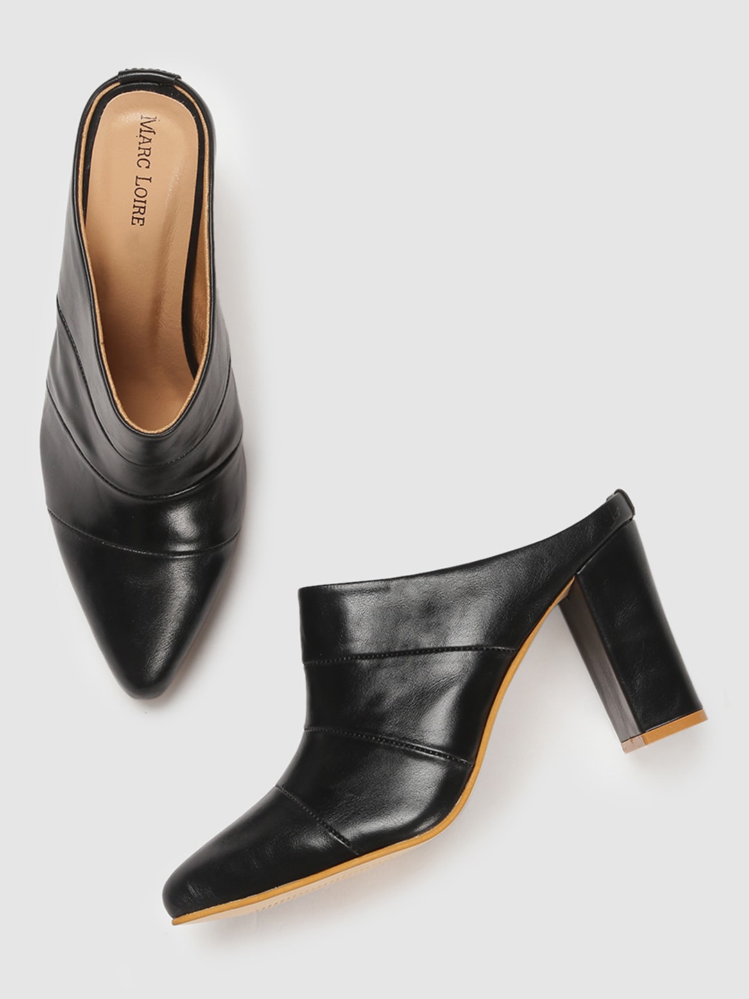 

Marc Loire Black PU Work Block Mules