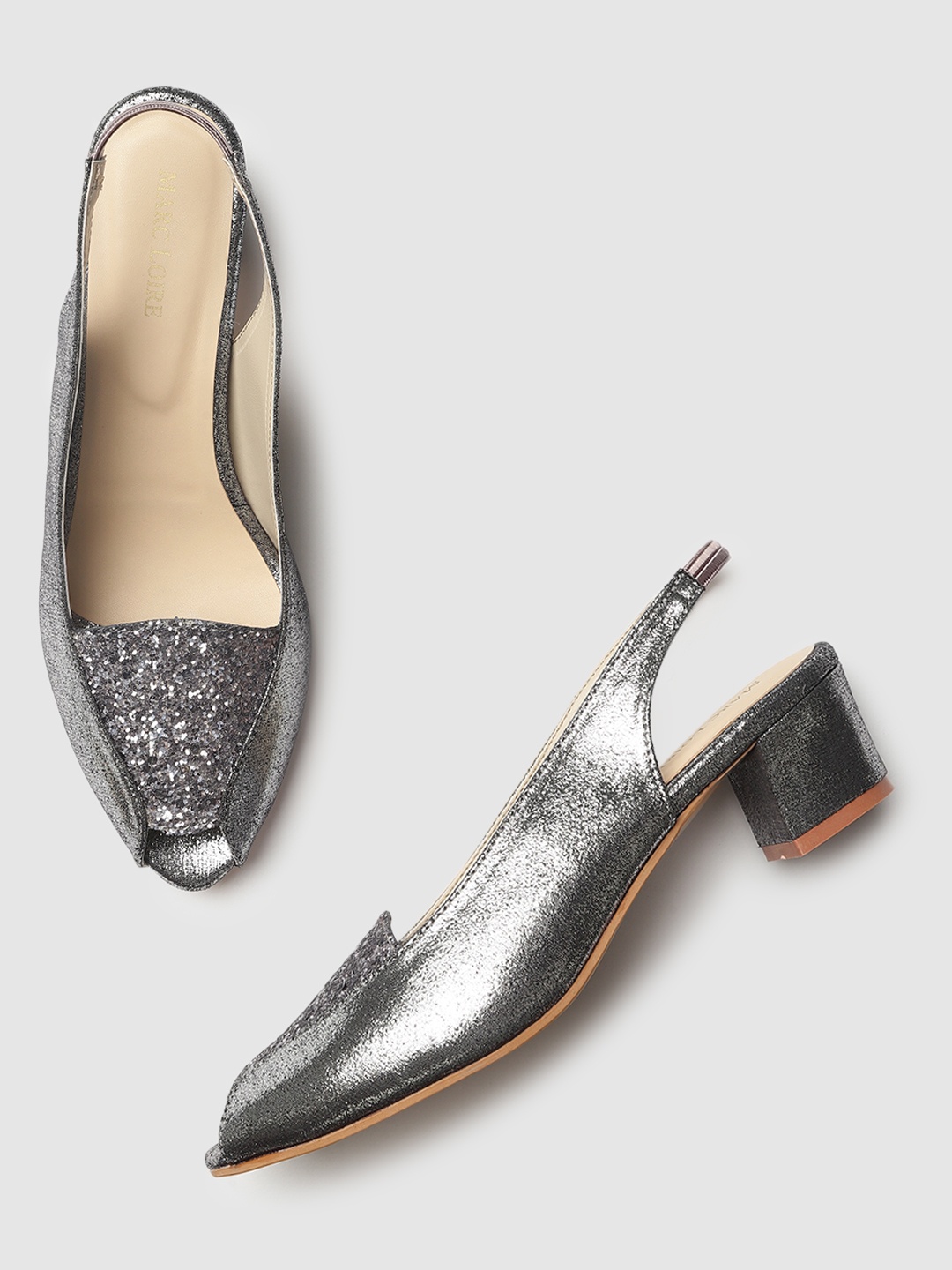 

Marc Loire Grey Textured PU Block Pumps